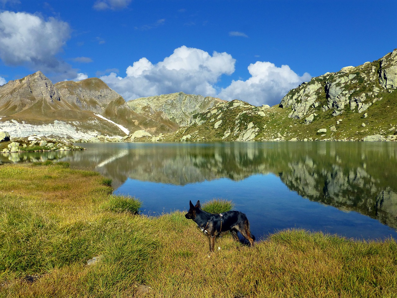 Image - high mountains bergsee mirroring