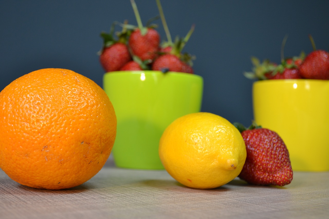 Image - lemon strawberry red food fruit