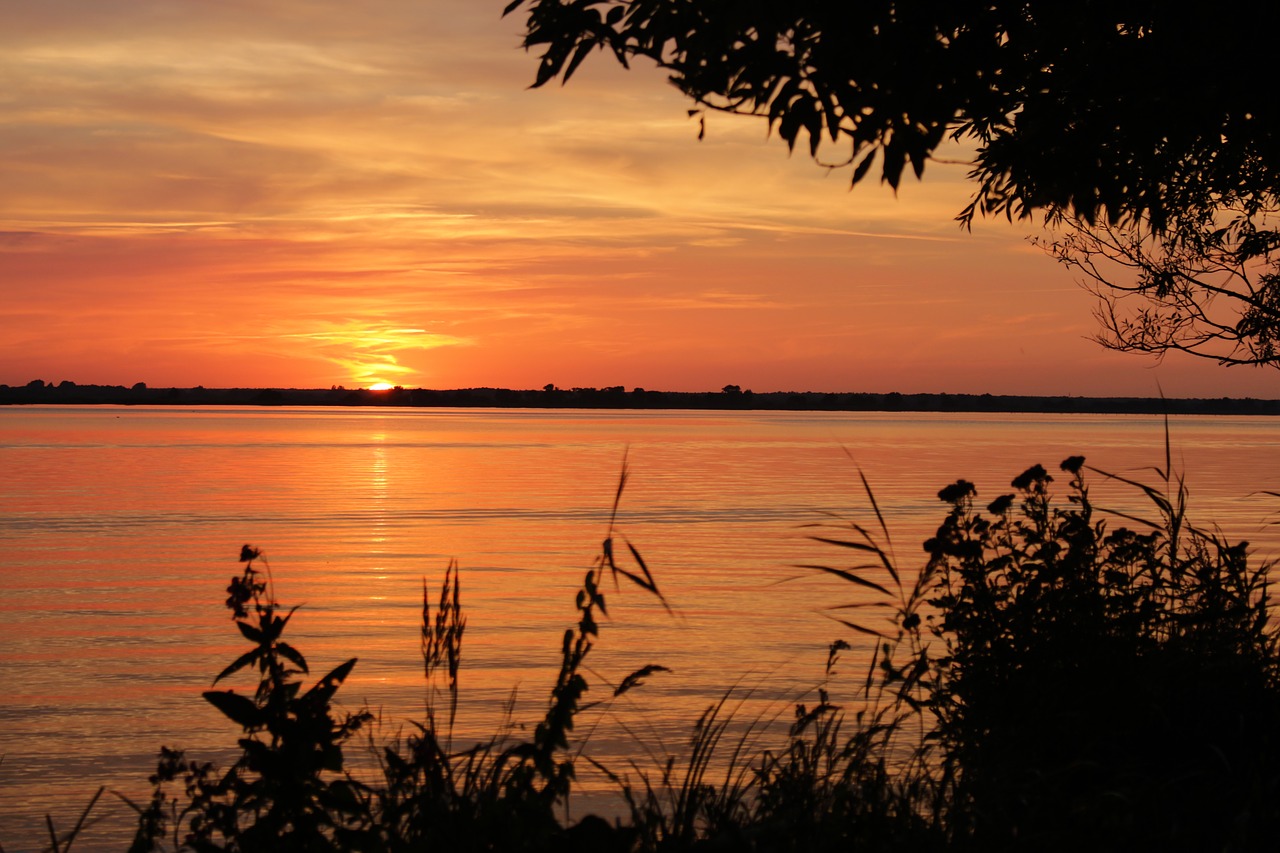 Image - sunset summer water river evening