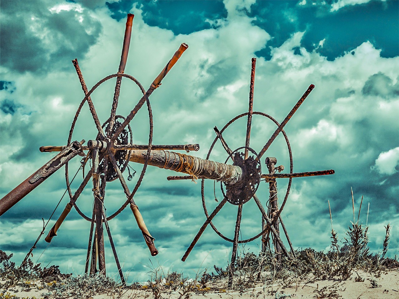 Image - beach wheels fishernet coastline