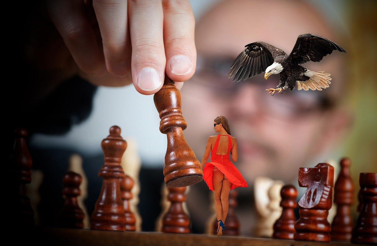 Image - chess man woman sexy dress red
