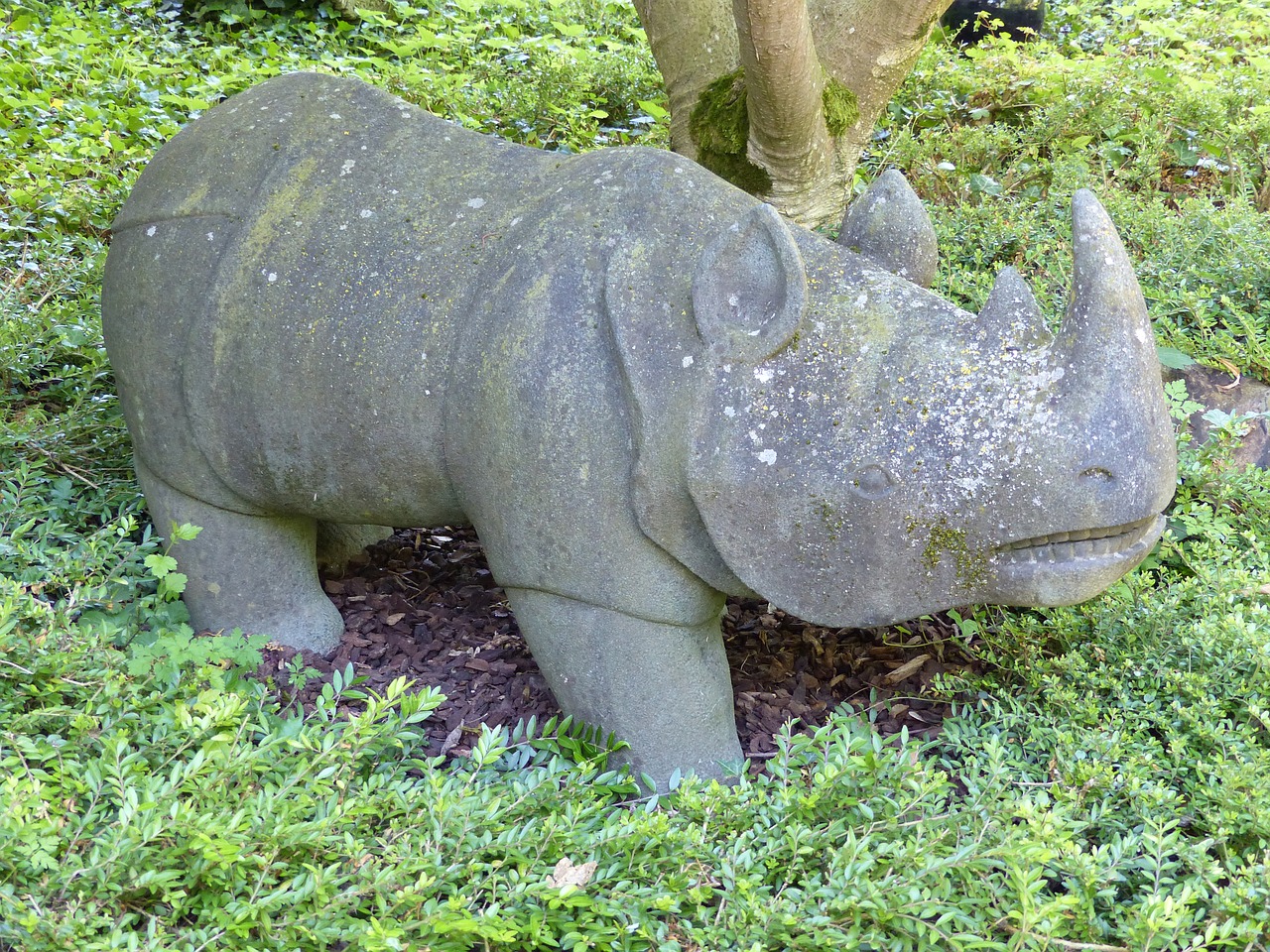 Image - sculpture stone rhino weathered