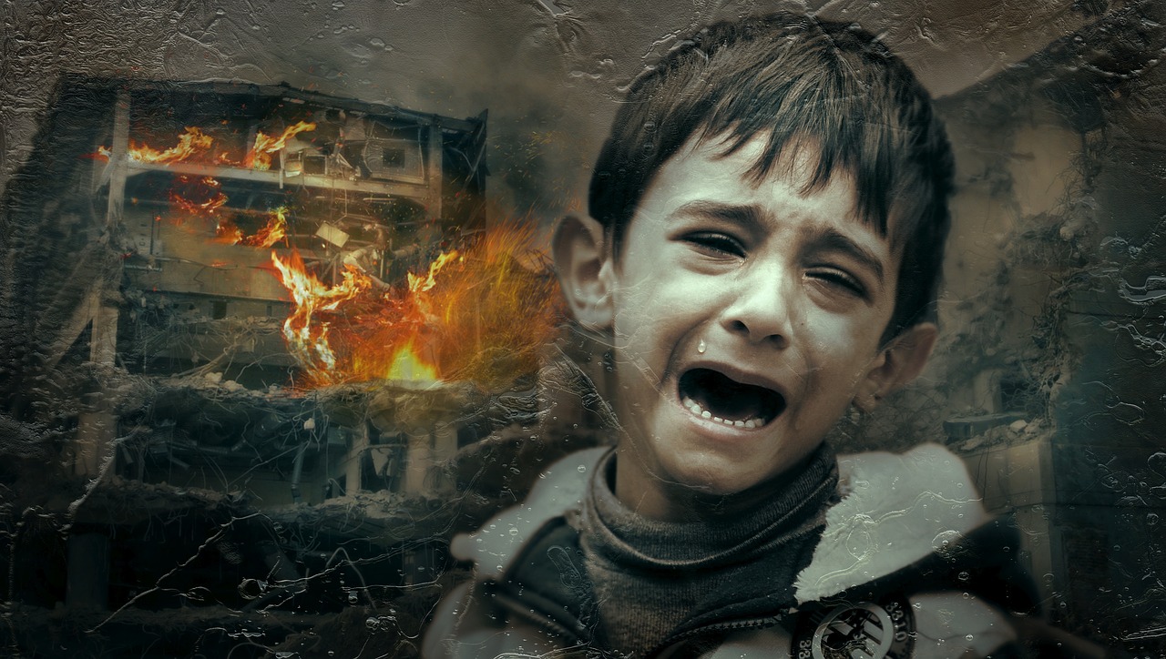 Image - war child suffering destruction