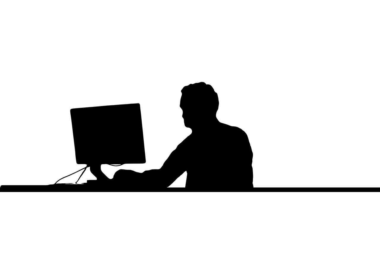 Image - man silhouette desk monitor work