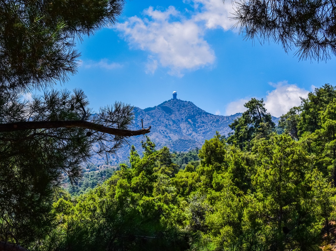 Image - mountain peak forest sky clouds