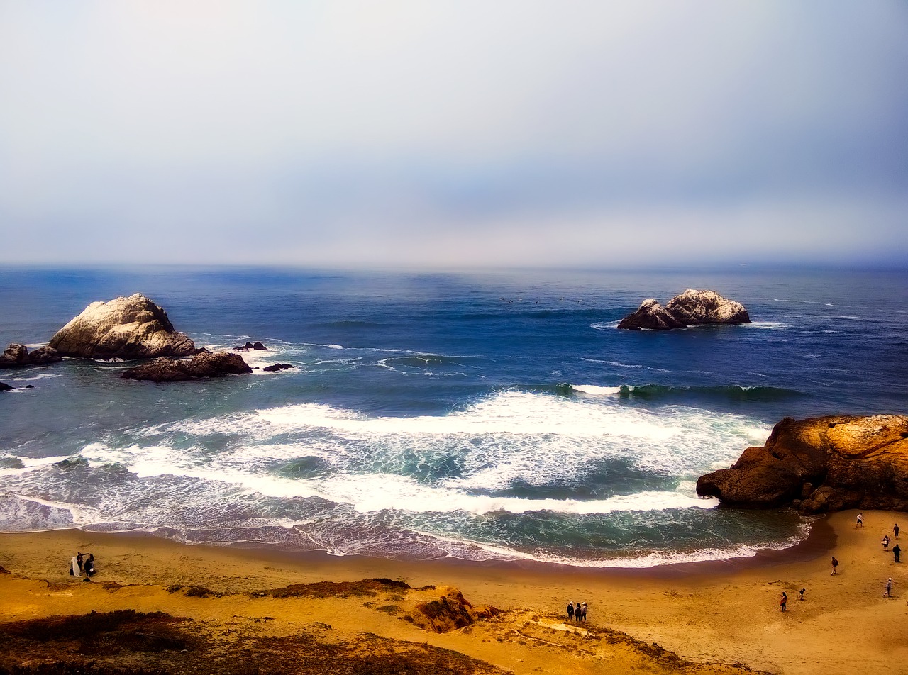 Image - california beach seashore waves