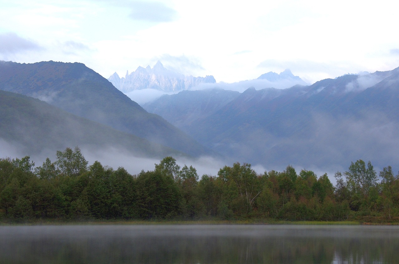 Image - mountains lake rocks fog forest