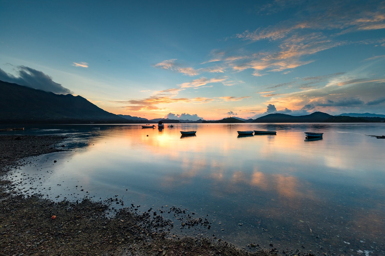 Image - morning sunrise sea sky mirror