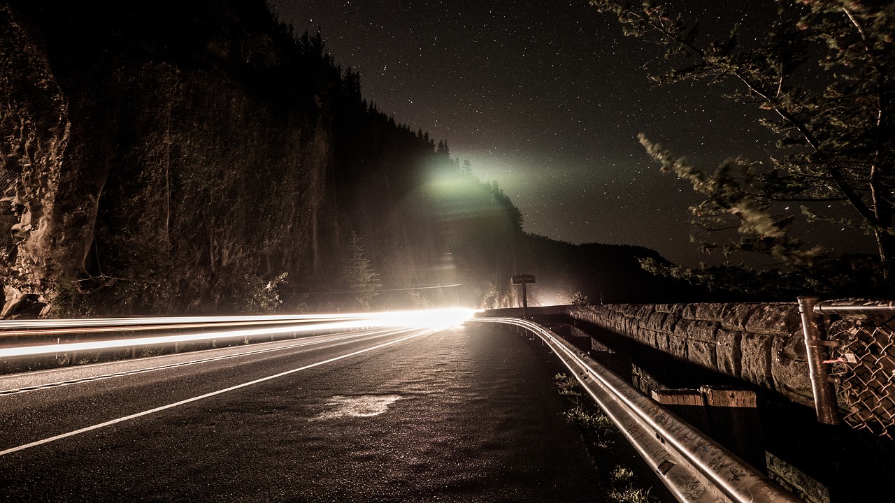 Image - night road time lapse car dark