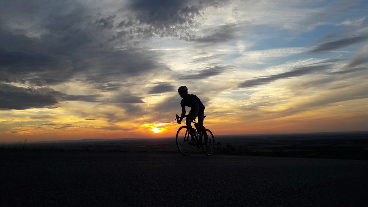 Image - sunset bike cycling hill ride