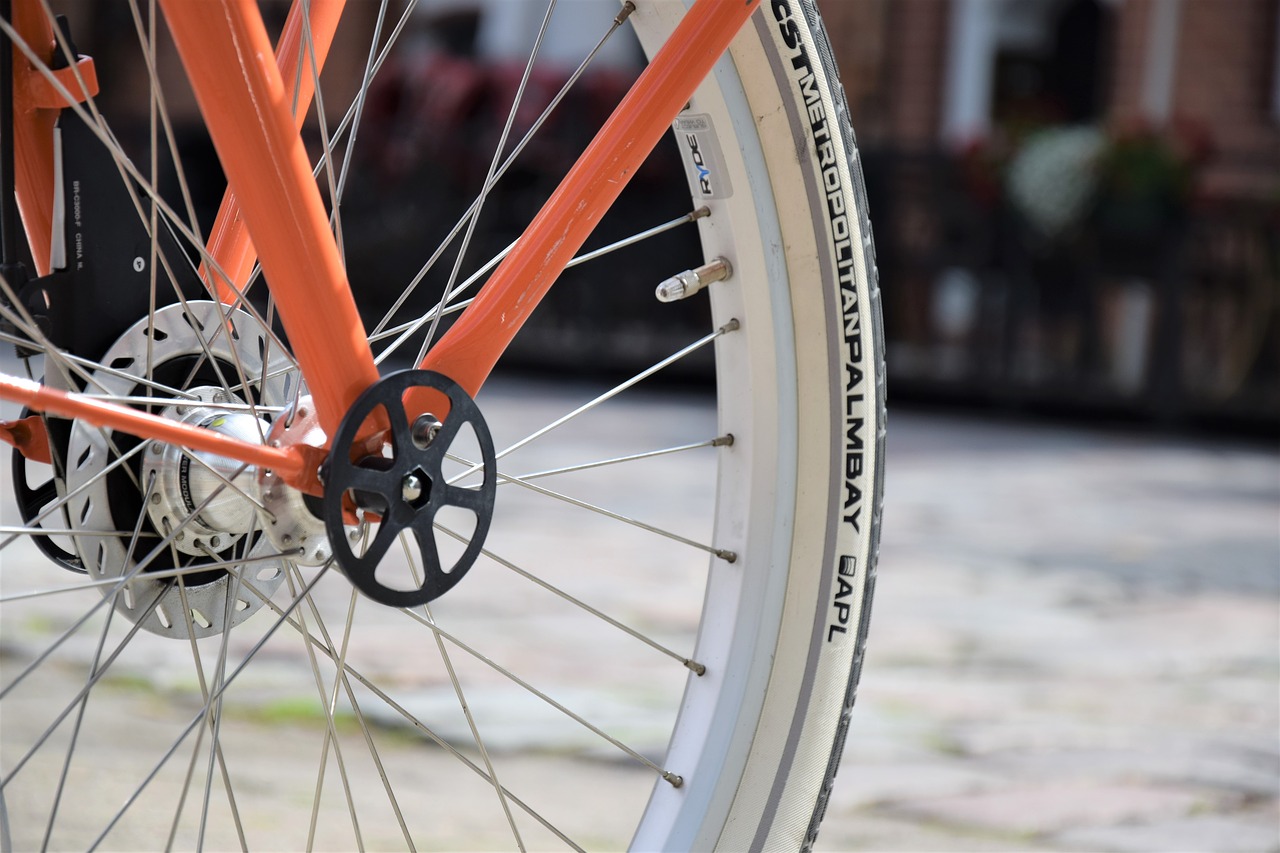 Image - bicycle orange urban wheel street