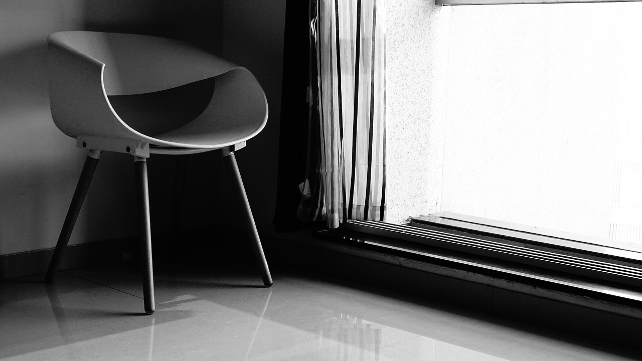 Image - black and white chair window
