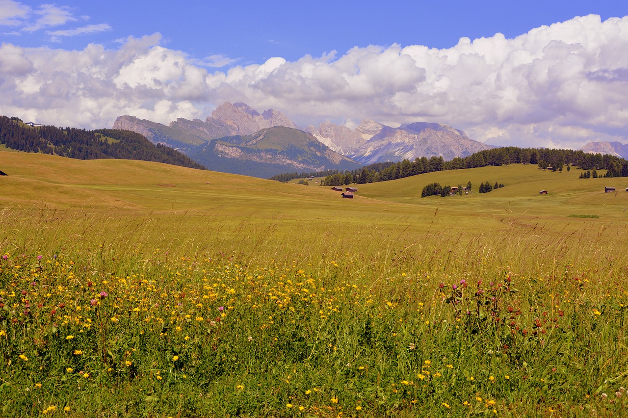 Image - dolomites cloudy sky mountains