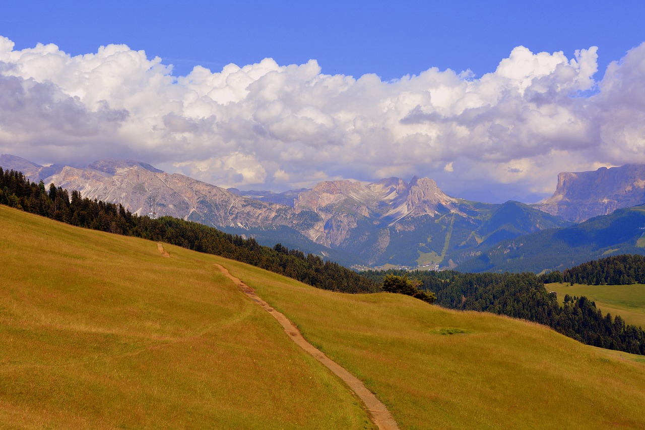 Image - prato dolomites sky clouds trees