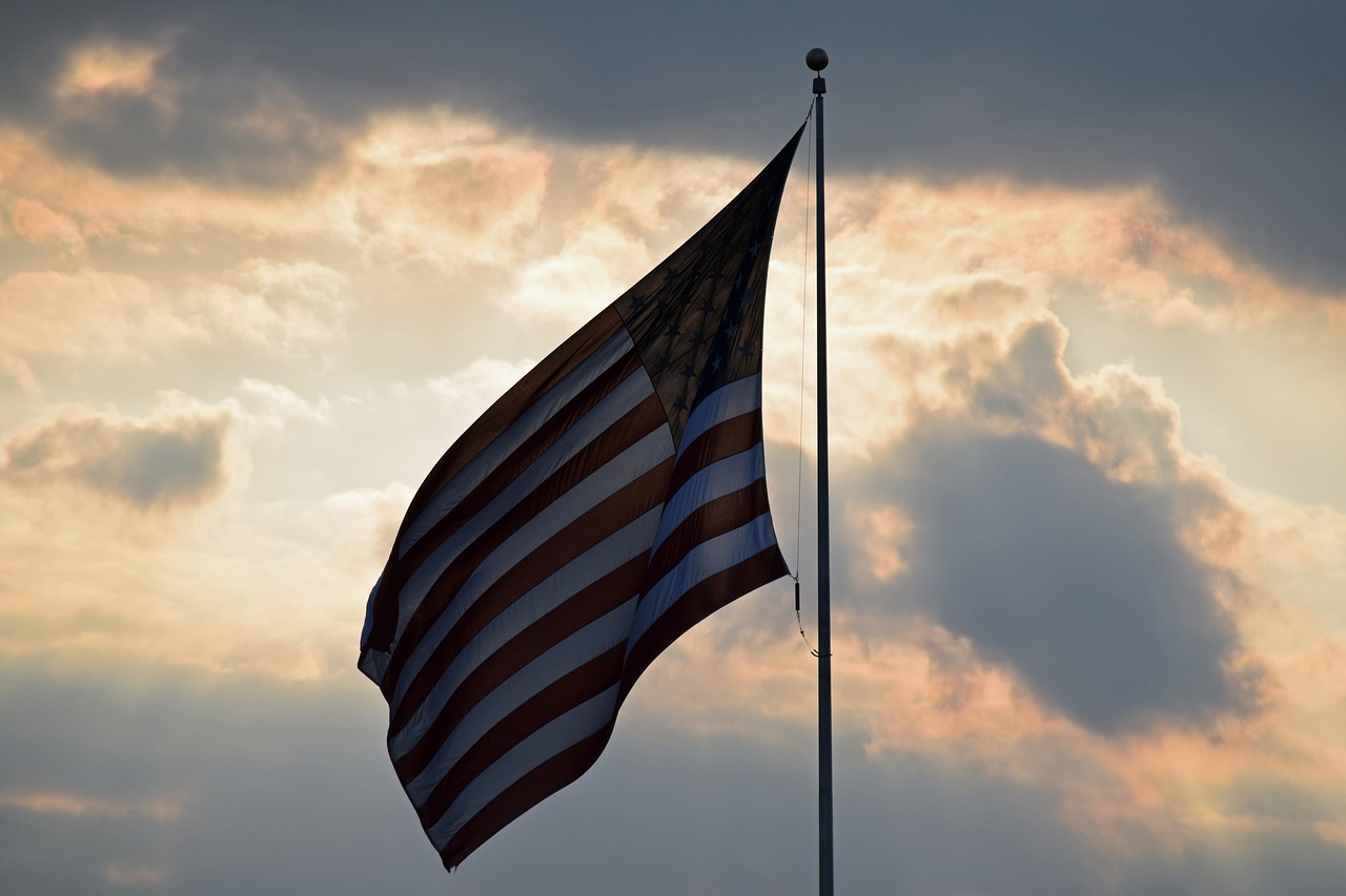 Image - flag sunset storm sky sun america