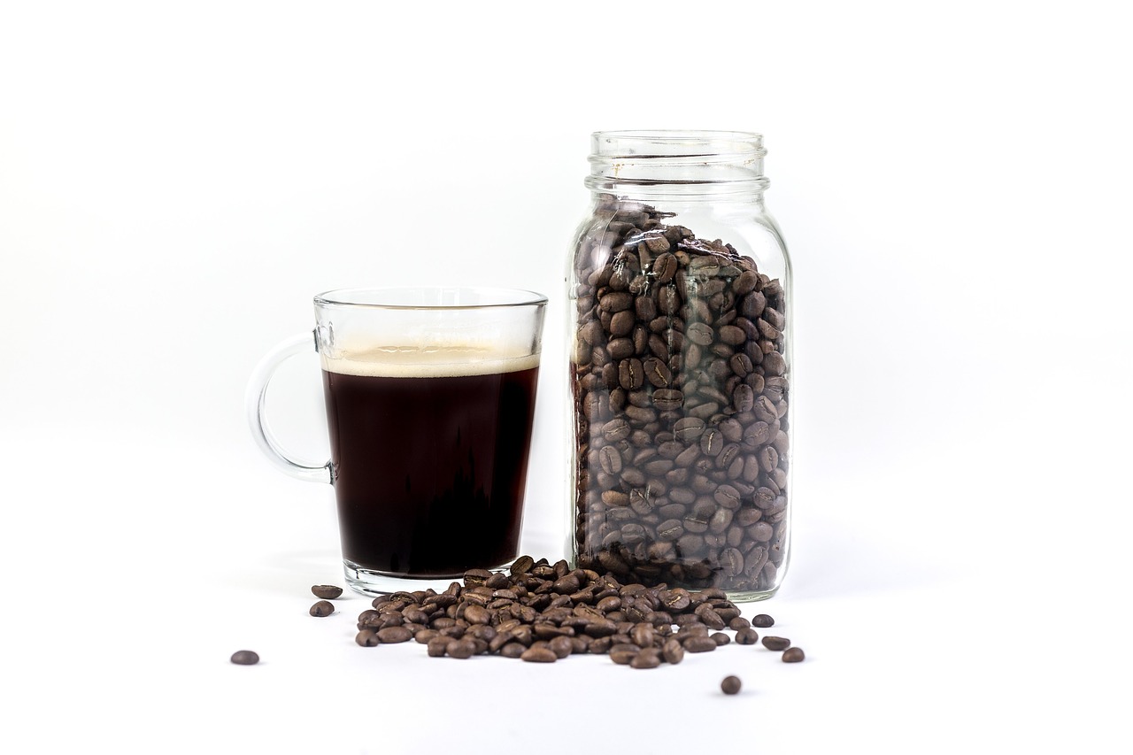Image - glass black brewed coffee hot