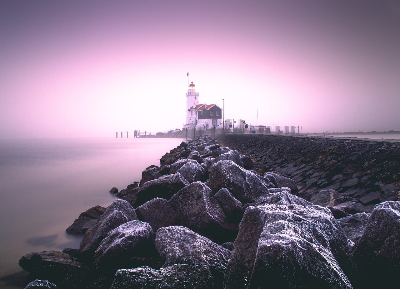 Image - calm sea ocean purple water rocks