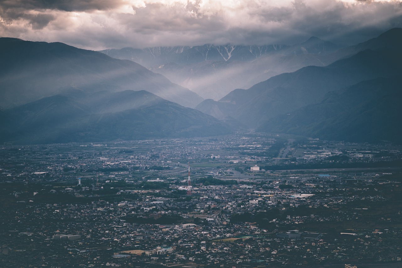 Image - city aerial view mountain