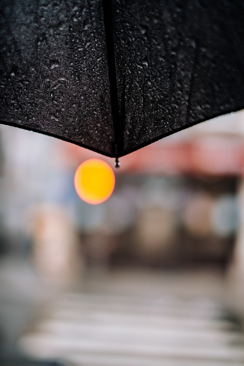 Image - rain water drops black umbrella