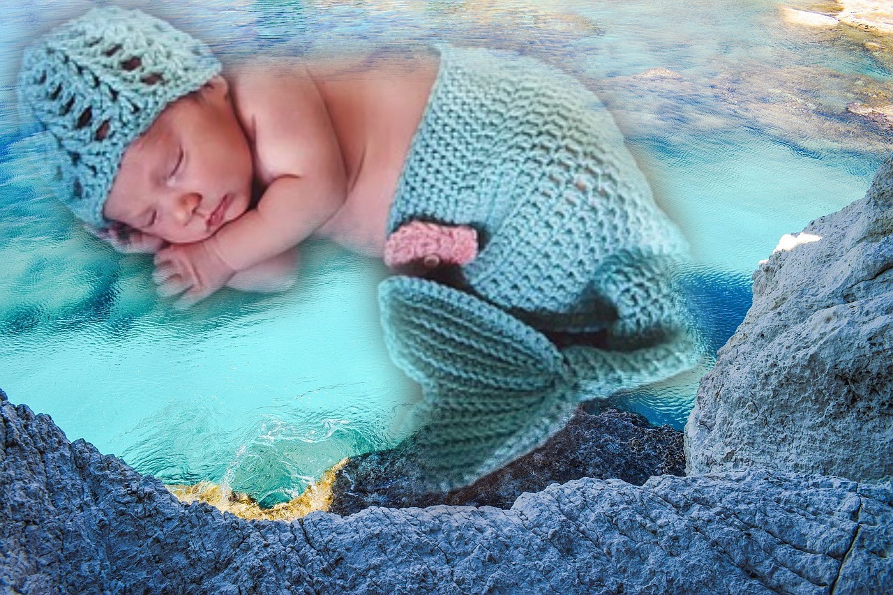 Image - baby infant sea water composing