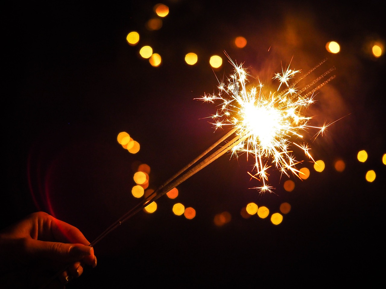 Image - sparkler lights fire flame dark