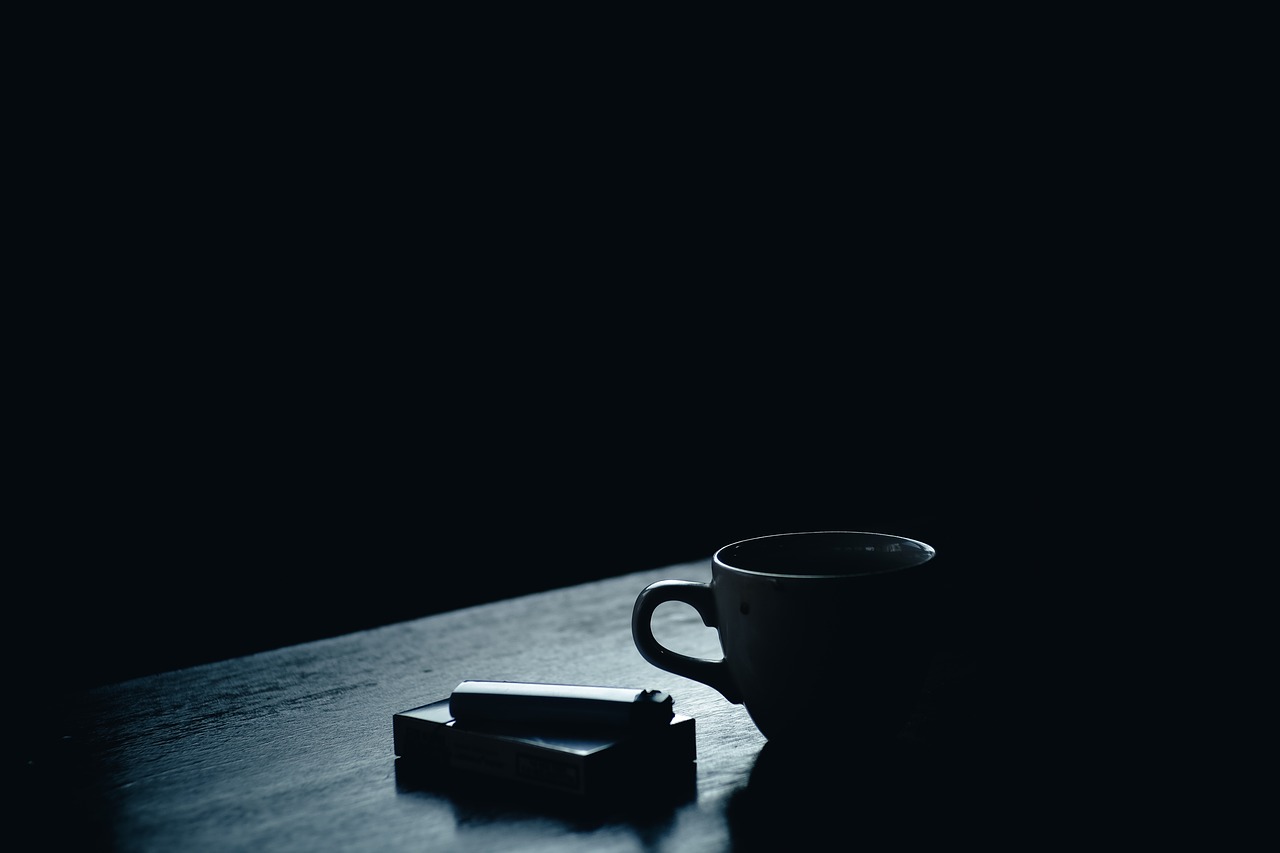 Image - dark table cigarette lighter cup