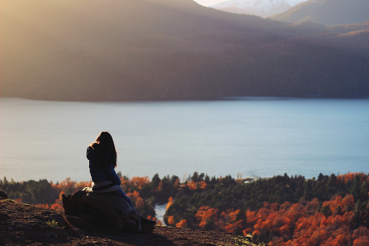 Image - people girl alone lake water
