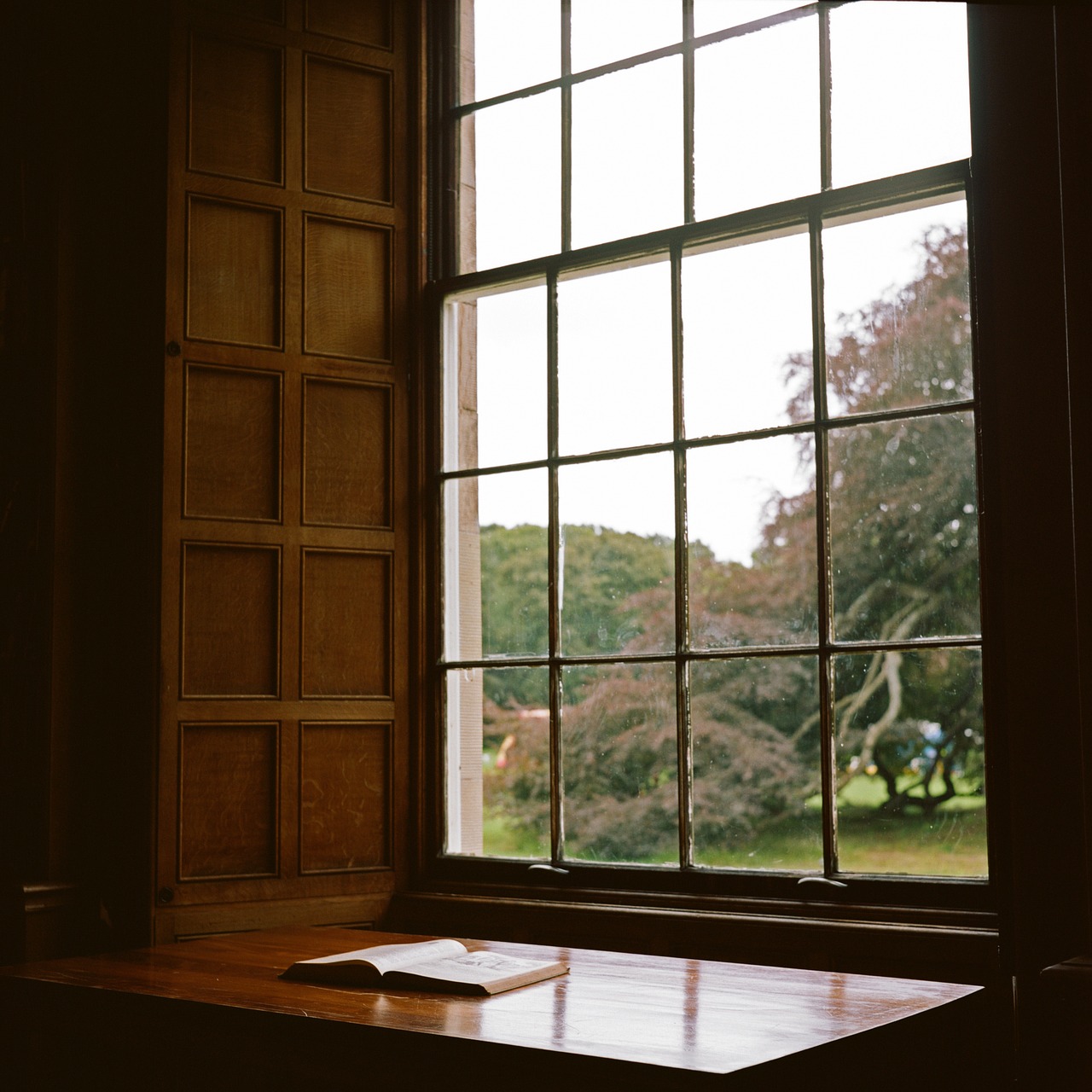 Image - window glass shield wooden table