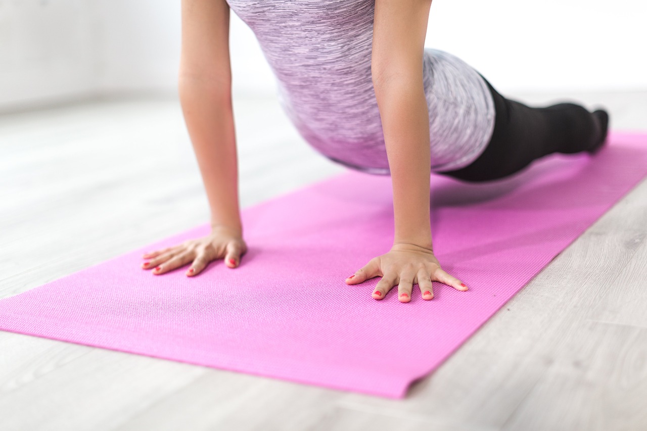 Image - people woman pink yoga mat