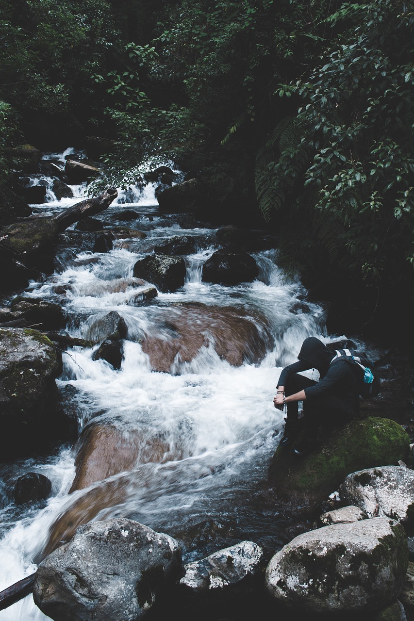 Image - river stream water rocks green