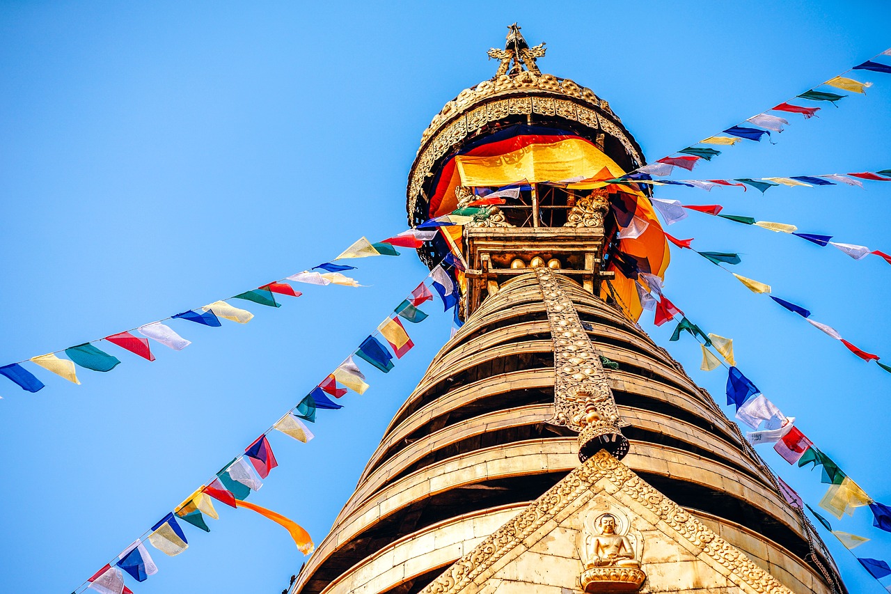 Image - colorful flaglets building festival