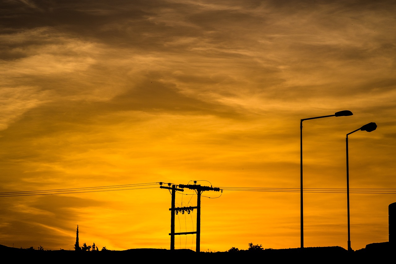 Image - sky sunset clouds pole light