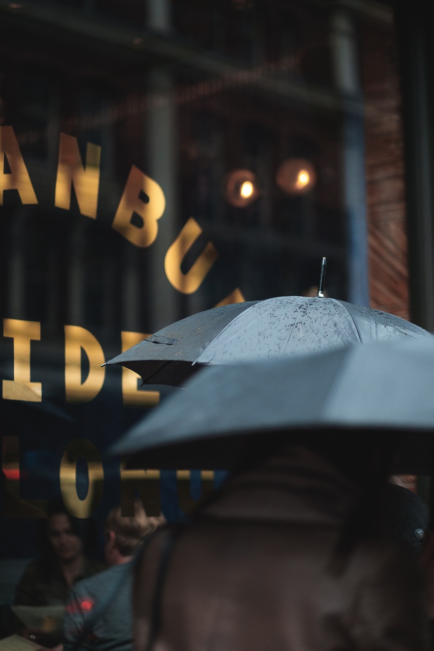 Image - people man guy umbrella rain blur