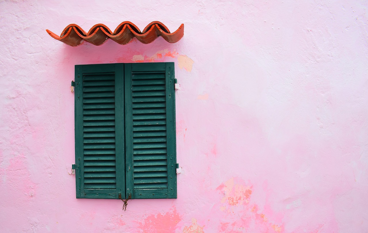 Image - pink concrete wall window