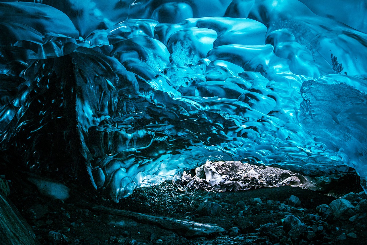 Image - ice frozen water glowing glacier