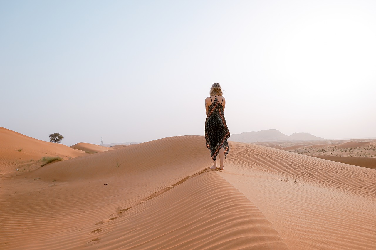 Image - people girl walking alone desert