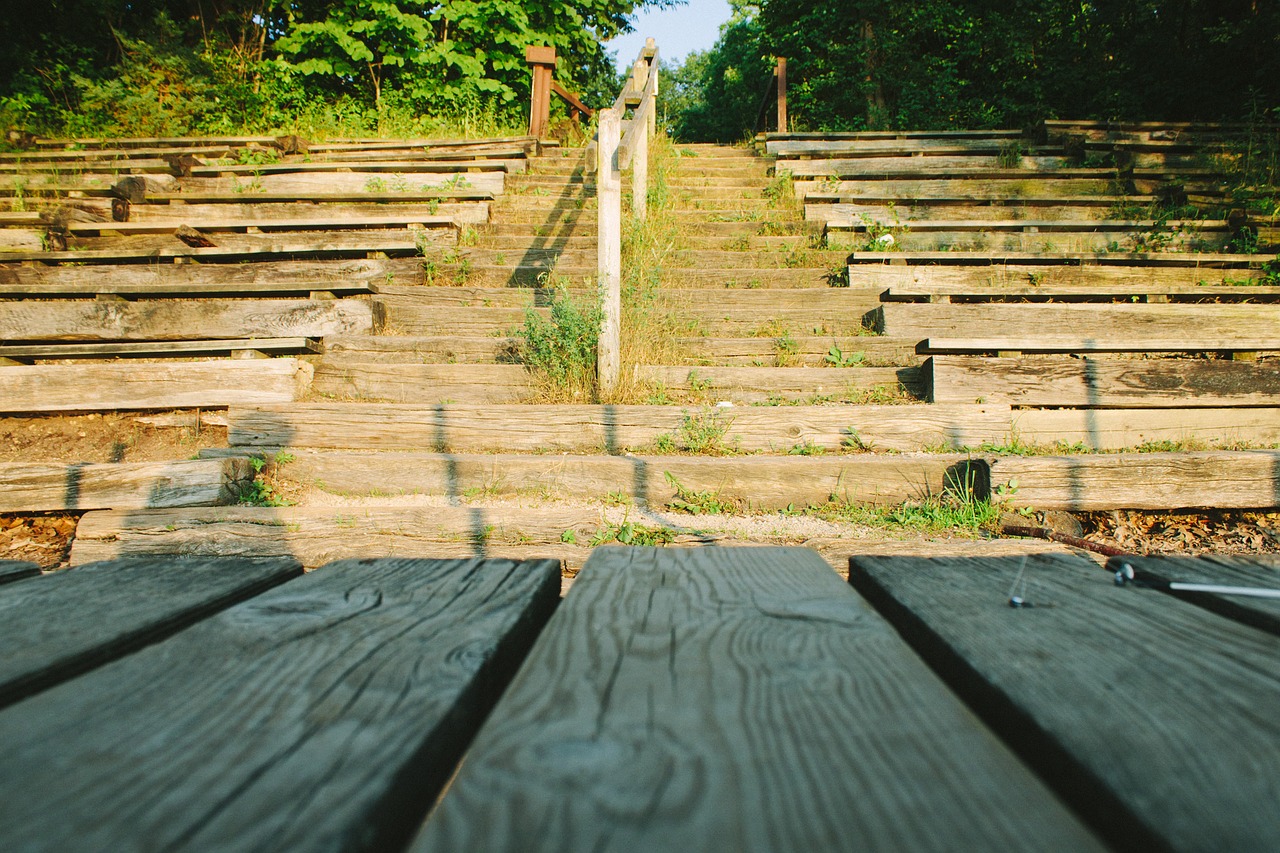 Image - wood wooden table stairs green