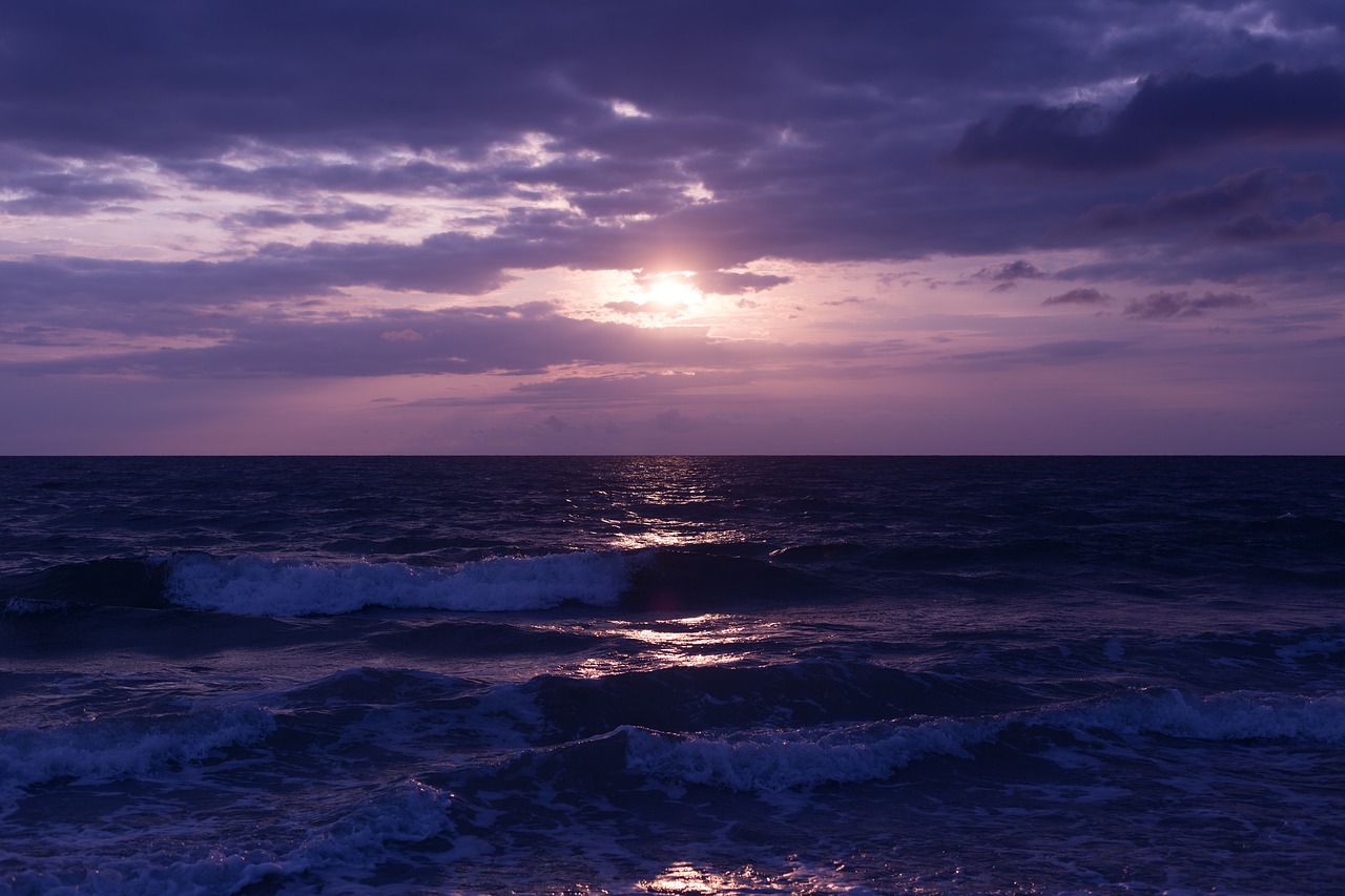 Image - dark sunset sea ocean waves water