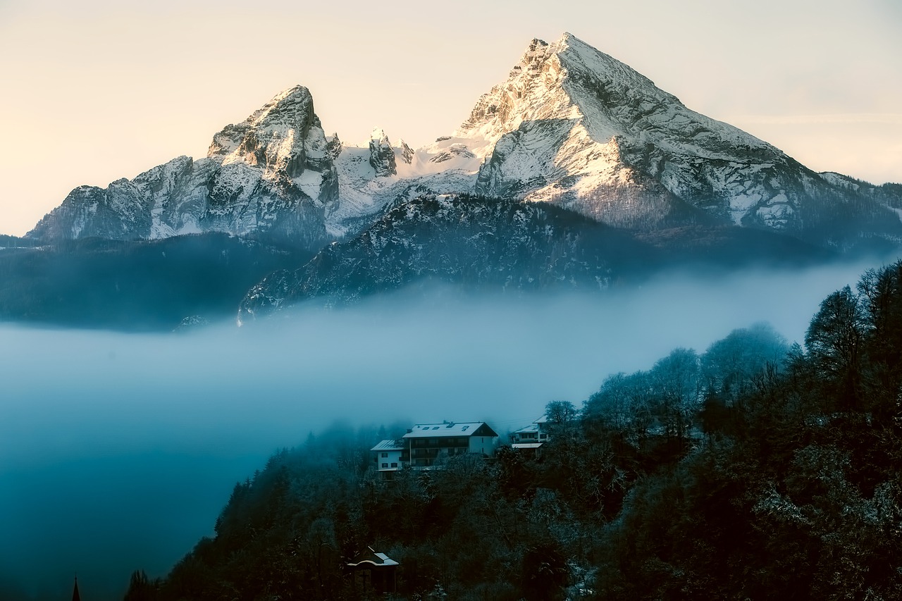 Image - mountains landscape sunrise fog
