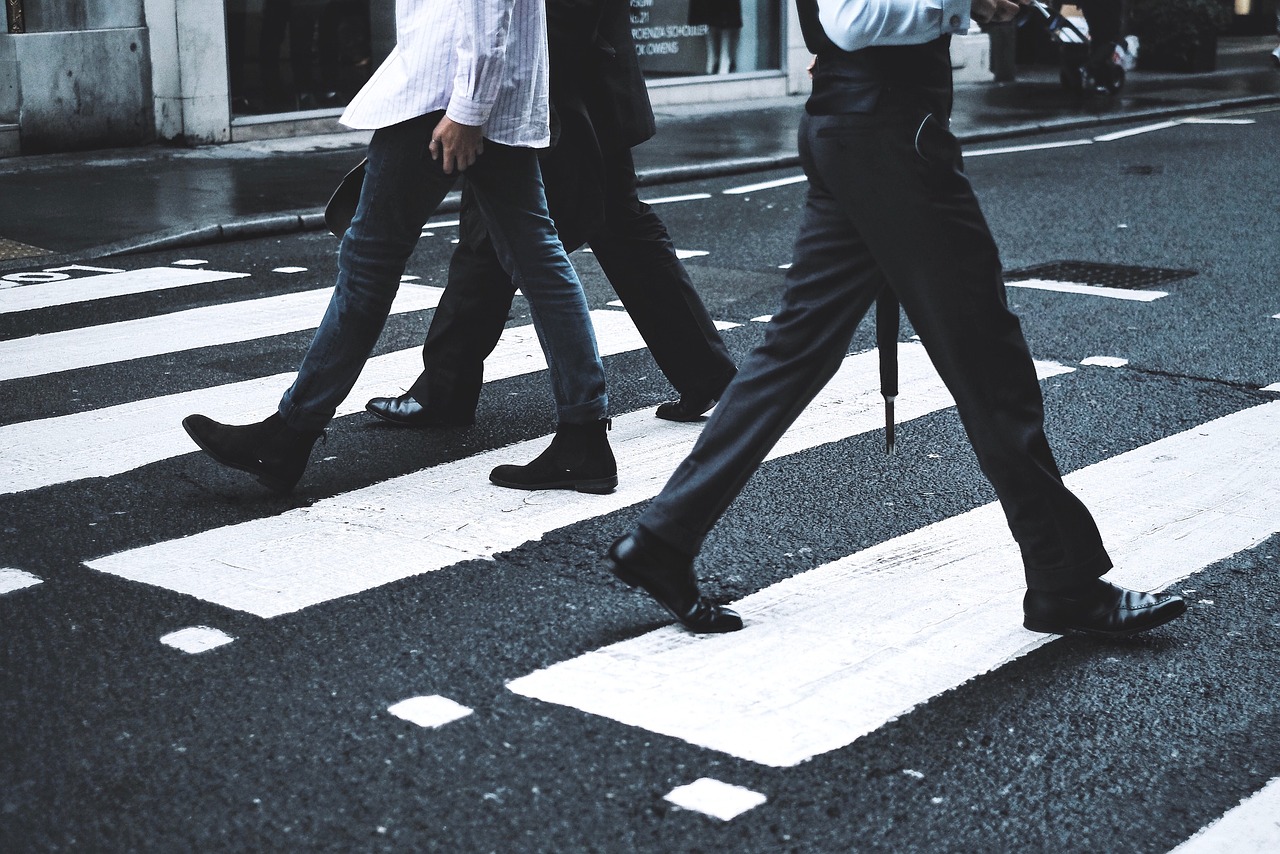 Image - people walking men work city road