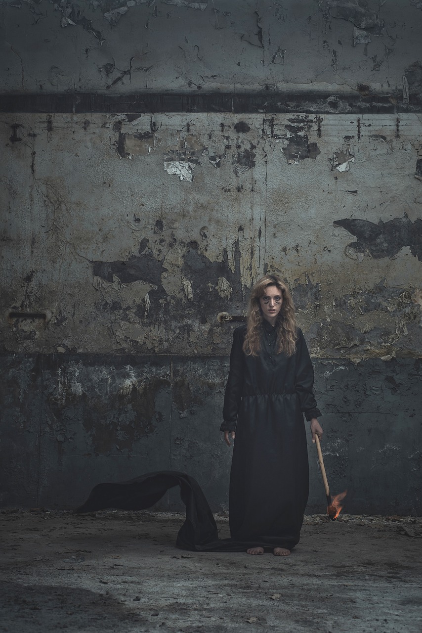 Image - people woman black clothing torch