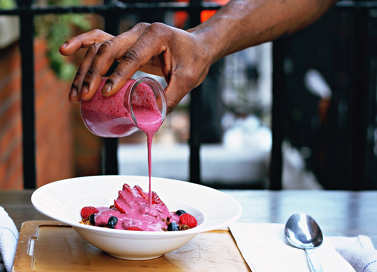 Image - people hands yoghurt dessert pink