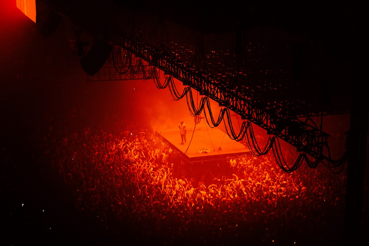 Image - people crowd mosh pit red concert