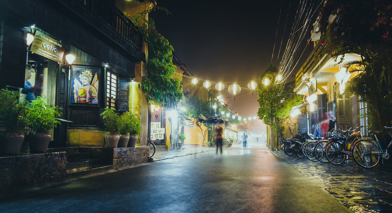 Image - places street hang lights bicycles