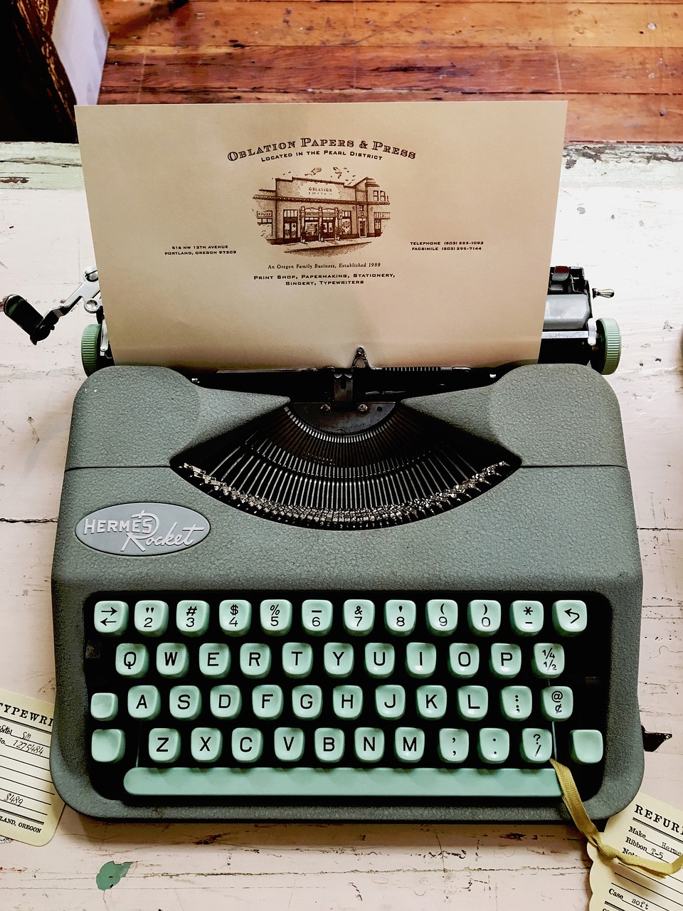 Image - typewriter teal hermes rocket