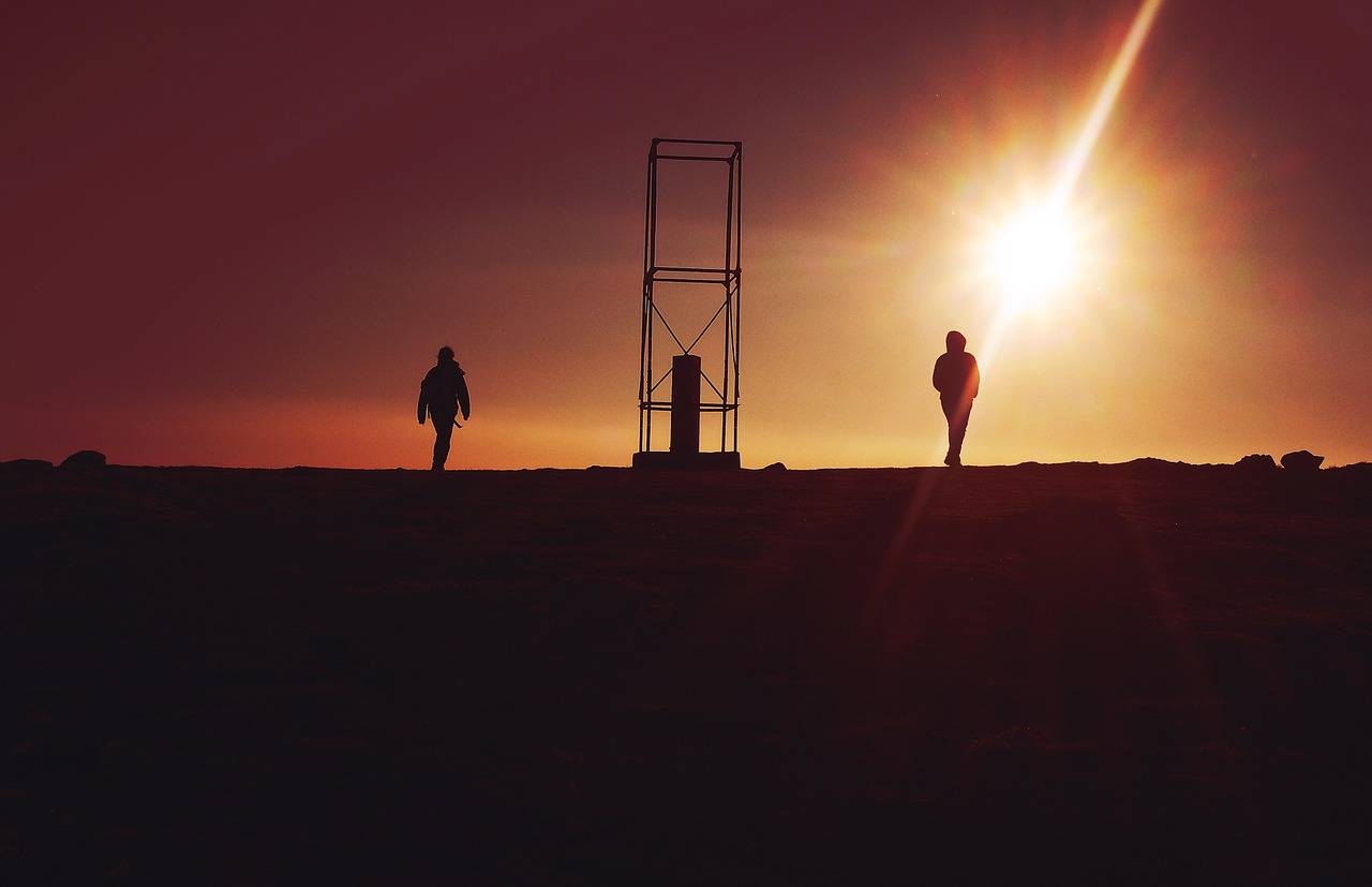 Image - people walking silhouette sun