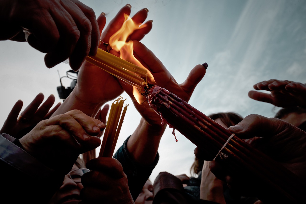 Image - people group crowd hands candles