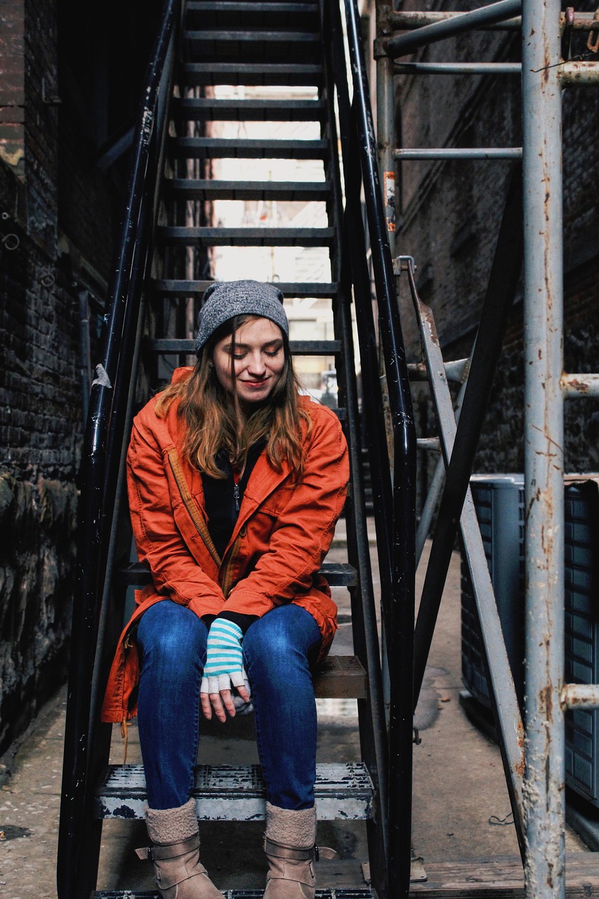 Image - street alley stairs people girl