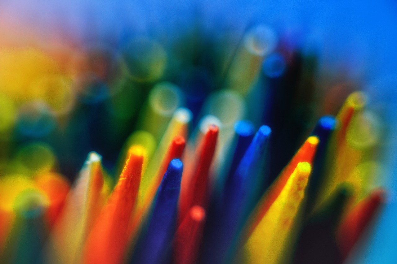 Image - closeup colors crayons bokeh
