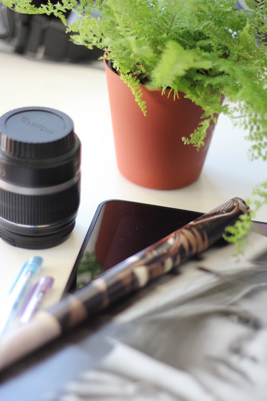 Image - camera lens magazine pen mobile